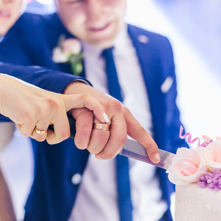 Newlyweds Cutting Cake in front of their Michigan Wedding DJ