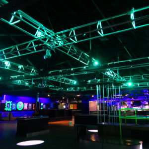 Mint green wash lights on Wayside Central's trusses installed by BES Entertainment